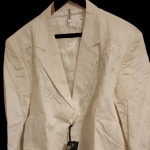 Mondo White Embroidered Blazer Jacket - Size XX